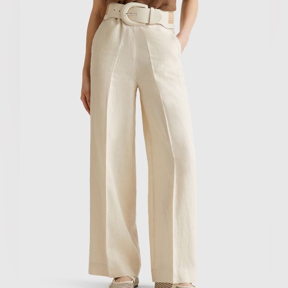 United Colors Of Benetton Pants - Vintage United Colors Of Benetton Cream Wide Leg Pants